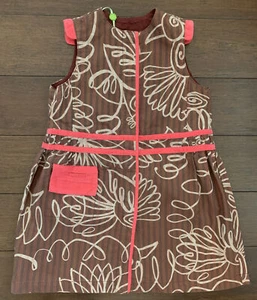 Oilily Floral Dress Snap Front Brown Red Tan Size 5/6 116 - Picture 1 of 6