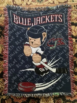 NHL Columbus Chaquetas Azules CBJ Ohio Cub Bear Jugador Manta Juvenil Niño Azul Foto 1 de 4