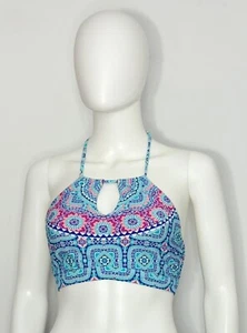 Athleta Womens Swim Bra S Blue Pink Purple Geometric Unlined Adjustable Strap - Picture 1 of 11