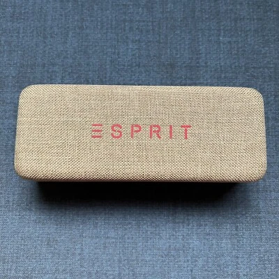 E-Sprit Clamshell EYEGLASSES CASE Beige Canvas Burlap Style Rectangular Holder - Image 1 of 4