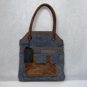 Mona B Collins Tote Handbag Cotton With Leather Trim India - Bild 1 von 8