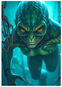LAGOON CREATURE * Custom ACEO * Novelty * DARK FANTASY * Art Card * ATC - Picture 1 of 2
