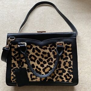 BEAUTIFUL “DUNE” Black & Leopard Print Crossover Handbag Excellent Condition