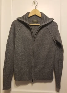 Eddie Bauer Zip Cardigan Sweater, Grey Metallic, Acrylic Wool, Size M, Pre-owned - Picture 1 of 10