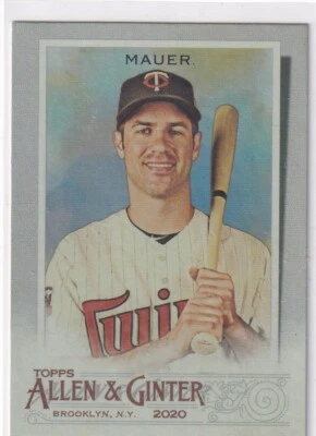 2020 Topps Allen & Ginter #20 Joe Mauer Silver Portraits NM - Image 1 of 2