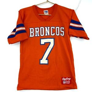 Vintage Denver Broncos John Elway #7 Rawlings Jersey T-Shirt Small Orange Nfl