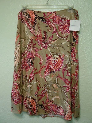 Falda para mujer Croft & Barrow rosa tostado rojo cachemira hasta la rodilla talla 18 nueva con etiquetas $44 Foto 1 de 4