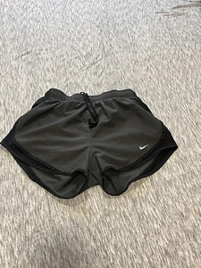 Nike Shorts Womens Grey Black Dry Tempo Running Mid Rise Drawstring Gym Size M - Picture 1 of 4