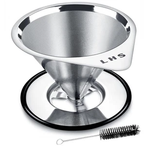 Pour Over Coffee Dripper Stainless Steel Coffee Filter Metal Cone Filter Pape... - Picture 1 of 7
