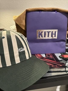 Limited Edition Release Kith Script Logo 6-Panel Cap Green/white Stripe - Picture 1 of 4