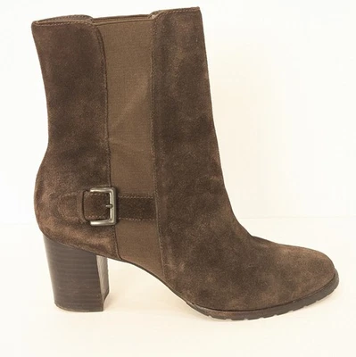 Cole Haan Callan Botas de Gamuza a Media Pantorrilla Talla 8.5B Marrón 2.5" Tacón Oficina Occidental Foto 1 de 4