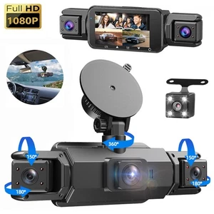 360 Degree View 4 Channel Dash Cam Front and Rear Inside Left Right, Dash Camera - Foto 1 di 11