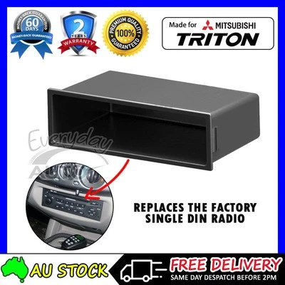 Single DIN Storage Pocket Dash Fascia Panel for Mitsubishi Triton ML MN 06-14 - image 1 of 2