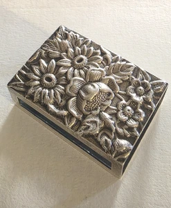 Vintage S. Kirk & Son Sterling Silver Floral Repousse Match Box Case Holder 90F. - Picture 1 of 6