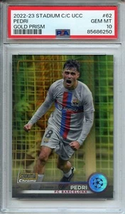 2022-23 Stadium Club Chrome Club Competitions Pedri Gold Prism 19/50 #62 PSA 10 - Picture 1 of 2