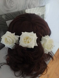 Bespoke Bridal Hairpins 3 Piece Set Ivory Roses Stunning - Picture 1 of 18
