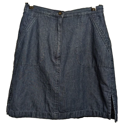 Falda corta de mezclilla Karen Scott para mujer lavado medio 8 inserciones elásticas 100 % algodón en la cintura Foto 1 de 4