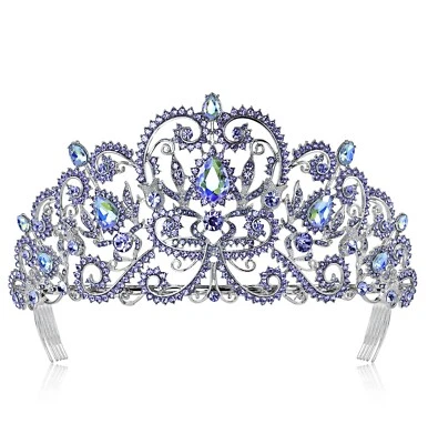 TIARA VICTORIANA CRISTAL ESTRÁS PÚRPURA CON PEINES PARA EL CABELLO CONCURSO NUPCIAL T1505P Foto 1 de 4