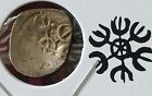 INDIE Starożytna GANDHARA JANAPADA Autentyczna STARA srebrna moneta PROMIENNE KOŁO rzadka