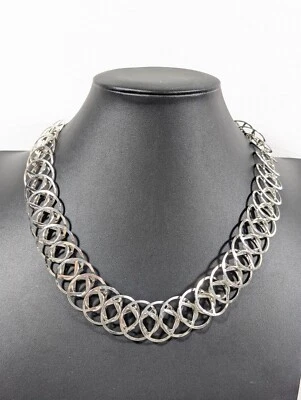 Western Retro MOD Circular Cadena Tejido Estilo Ancho Distintivo Collar Modernista 22" Foto 1 de 4