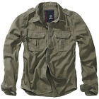 Brandit Vintage Shirt Long Sleeve Cotton Mens Outdoor Tactical Hiking Olive