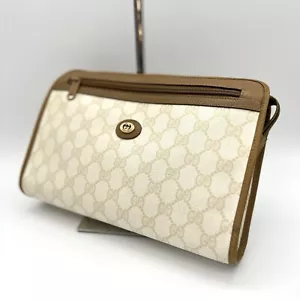 Vintage GUCCI Clutch Bag White Ivory PVC Leather Authentic From Japan - Picture 1 of 21