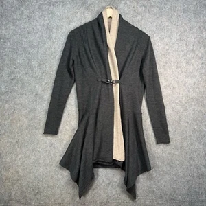 Mint Velvet Cardigan Womens Size UK 10 Grey Wool Knitted Buckle Waterfall Buckle - Picture 1 of 15