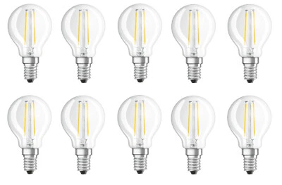 10x OSRAM LED Star Cl.P Tropfen Kugel E14 klar warm 2700K 2,5W=25W EEK:F(SpkA-G) - Bild 1 von 3