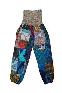 Boho Pants, Harem Pants, Cotton Pants, Lounge Pants,Patchwork Loose Pants S/M