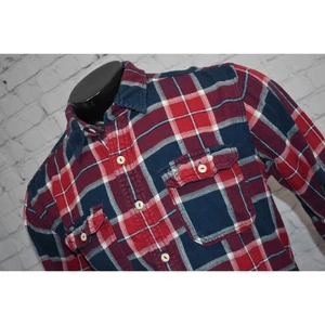 Camisa de vestir de franela American Eagle para hombre talla grande calce atlético rojo azul a cuadros - Imagen 1 de 6