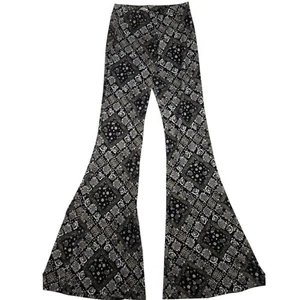 Hi Roomie M Flare Leggings High Waist Bell Bottom Schwarz Paisley Bandana Hose - Bild 1 von 9