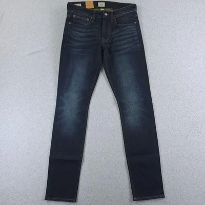 Pantalones de mezclilla J Crew para hombre 30x32 azul lavado oscuro 250 ajustados cónicos elásticos japoneses Kurabo Foto 1 de 4