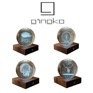 Crystal LED Desk Lamp Weighted Amber Ball Wooden Base Ginkgo Assorted Design - Picture 1 of 79