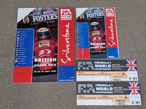 F1 FORMULA UNO 1991 GRAN PREMIO BRITANNICO GUIDA PROGRAMMA & SCHEDA GARA X2 BIGLIETTI GP - Foto 1 di 6