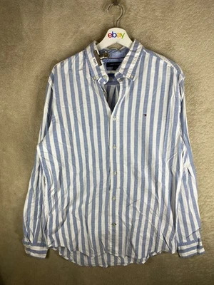 Tommy Hilfiger Casual Formal Shirts Top Size L Mens Blue Striped Long Sleeve - image 1 of 4