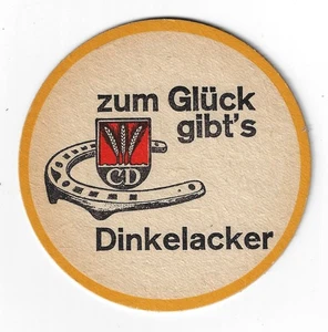 Bierdeckel Zum Glück gibts Dinkelacker um 1960 Hufeisen + Dublette - Bild 1 von 2