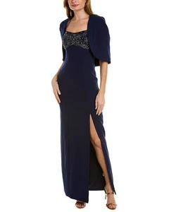 Theia Brigitta Capelet Column Gown Women's Blue 4 - Picture 1 of 3