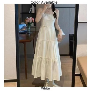 Summer Soft White Maxi Dress with Elegant Waist Design for Womens Fashion - Picture 1 of 40