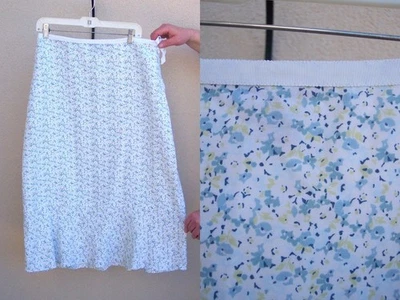 Eddie Bauer Tencel Lino Lyocell Falda Talla 14 Alto CRUISE RESORT Volante Floral Foto 1 de 4