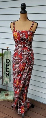 Винтажный гавайский саронг цветочный макси платье от Paradise Гавайи Гонолулу S/M сексуальный! - Изображение 1 из 4