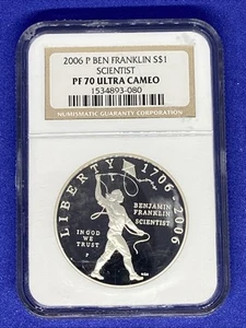 2006 P $1 BEN FRANKLIN SCIENTIST SILVER NGC PF 70 ULTRA CAMEO - Picture 1 of 4