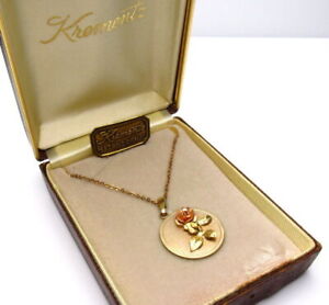 Vintage Krementz 14k Overlay Necklace Flower Unworn in Box