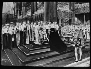 Magic Lantern Slide CORONATION OF KING GEORGE V HOMAGE OF THE PRINCE 1911 - Picture 1 of 2