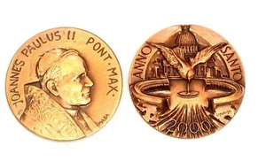 Medalla de bronce recuerdo del Vaticano Papa Juan Pablo II hecha en Milán, Italia - estampada - Imagen 1 de 5