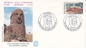 Enveloppe 1er jour 1482 1986 Site archéologique de Filitosa Corse - Imagen 1 de 2