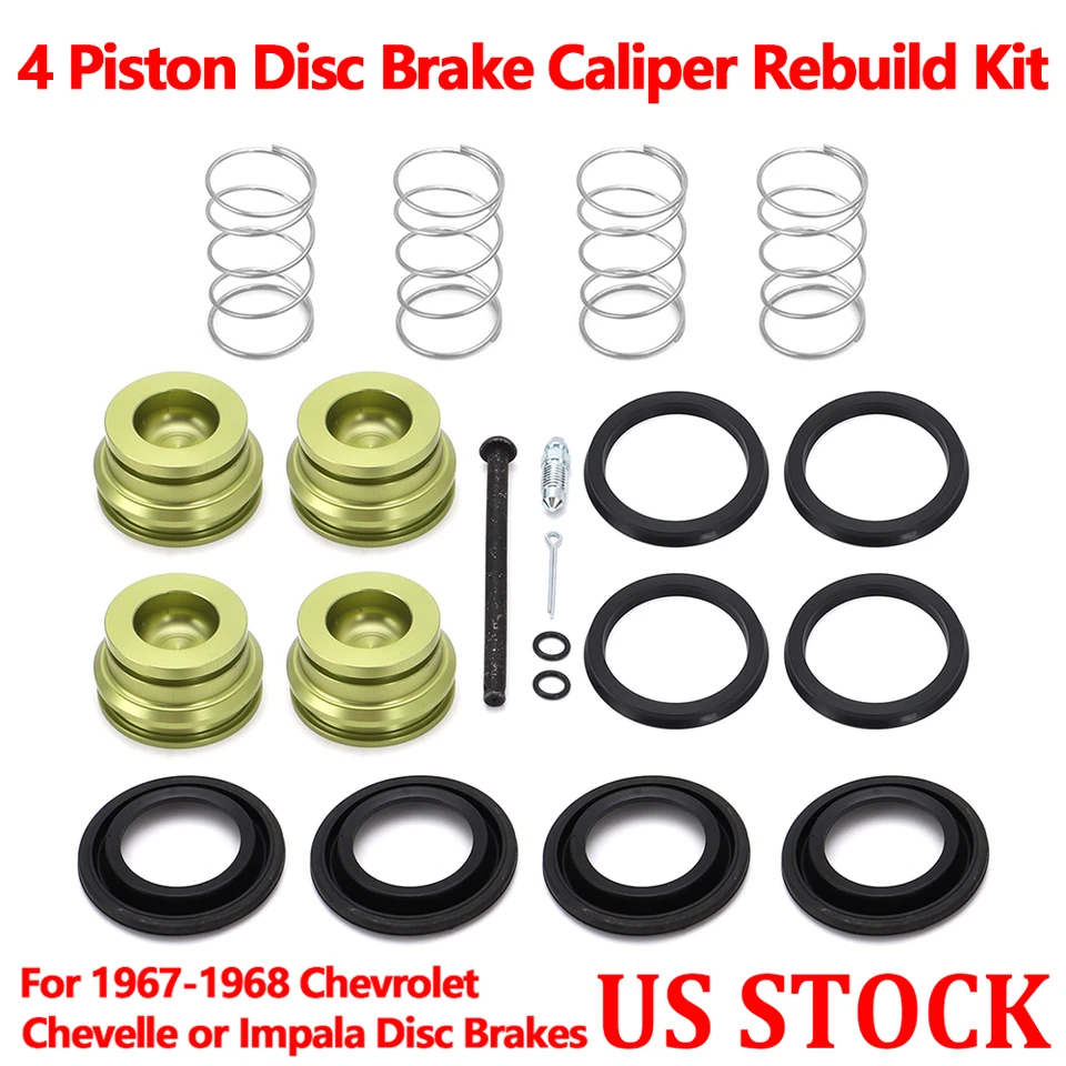 Kit de reconstrucción de pinza de freno de disco de 4 pistones Chevelle Impala 1967-68 EE. UU. para Chevrolet 1967-68 Foto 1 de 4
