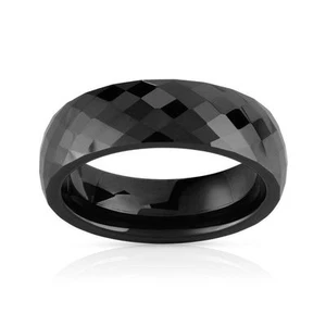 Bague céramique noir facetté, bijoux, bague - Imagen 1 de 1