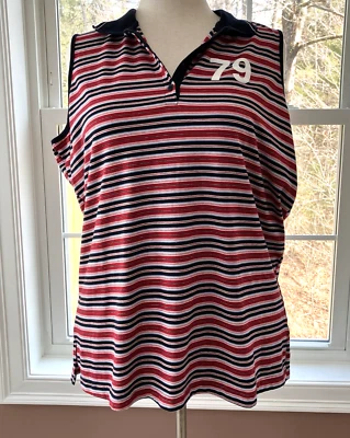 迪士尼女式条纹无袖上衣 22/24 码 Eeyore“真蓝色 4 U”领 — 第 1/4 张图片