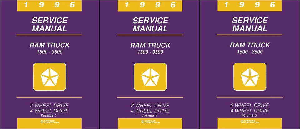 1996 道奇 Ram 卡车店手动燃气柴油皮卡维修服务手册 1500-3500 — 第 1/2 张图片