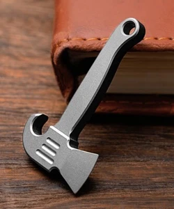Hot Titanium Alloy Axe Keychain Pendant Accessories Multi-tool Crowbar Opener - Picture 1 of 7